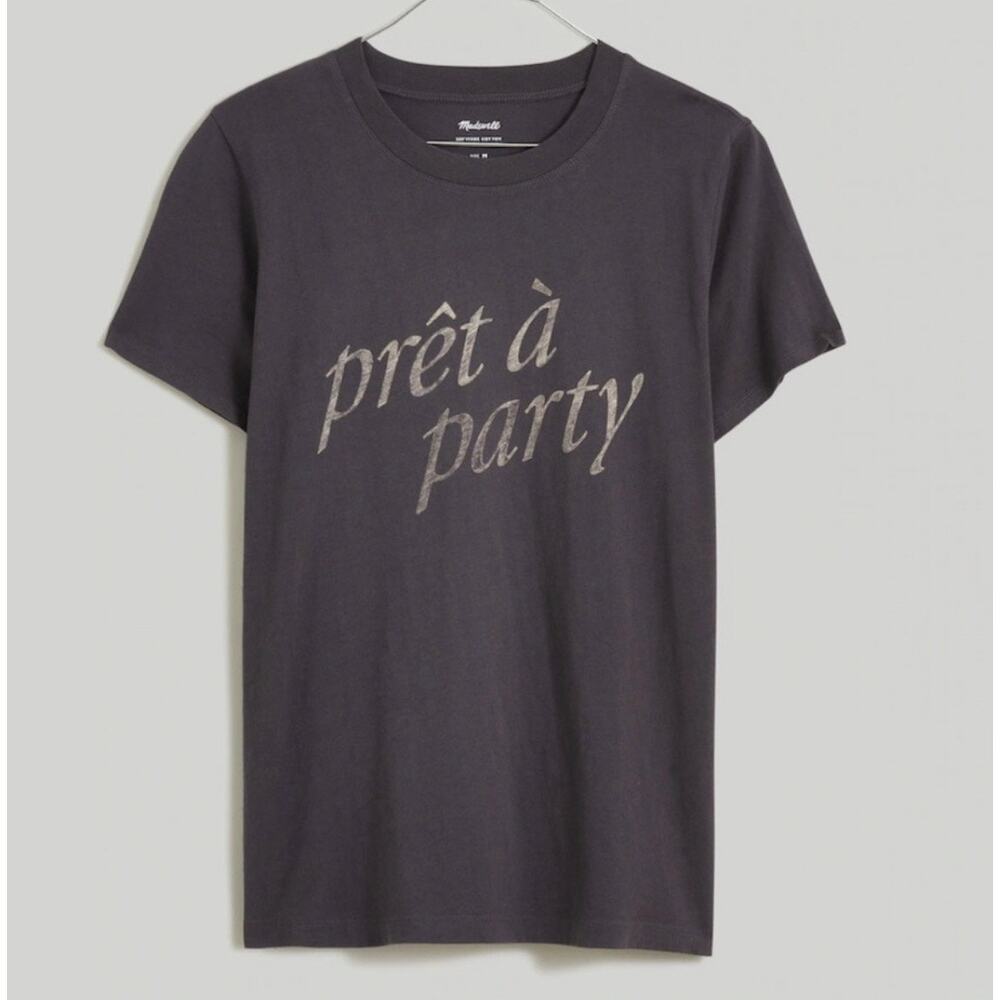 MADEWELL Pret A Party Graphic Softfade Cotton Crewneck Relaxed Tee NWT Small